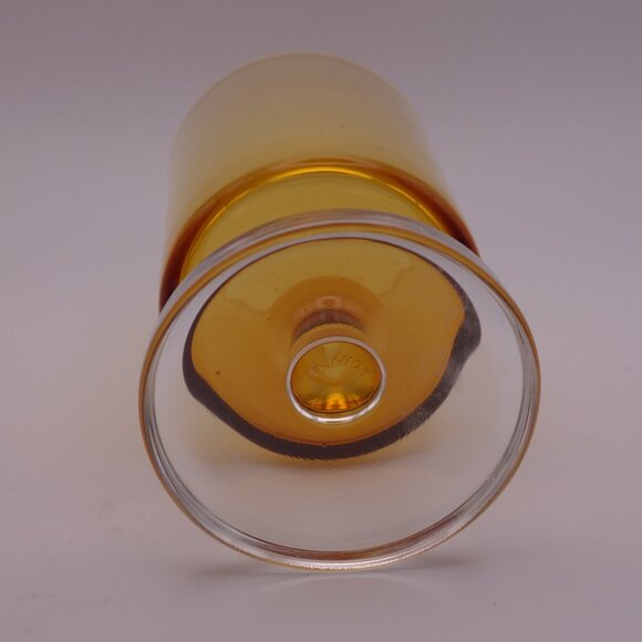 France Yellow Orange Glass with Thick Circular Stem - Picture 7 of 9